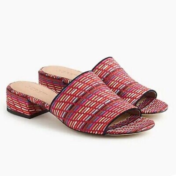 J CREW Raffia Low Block Heel Mule Slides - Picture 1 of 6